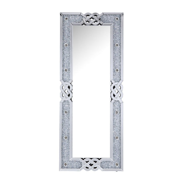 Noralie - 63" Rectangular Floor Mirror With Faux Diamonds - Mirrored