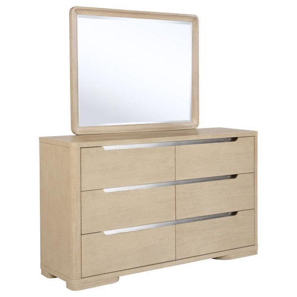 Ladera - 6-Drawer Bedroom Dresser Light Brown Dresser & Mirror