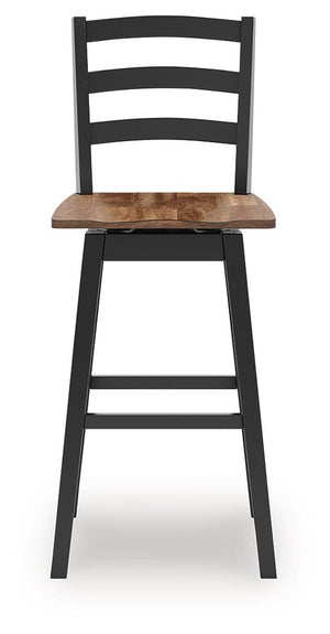 Wildenauer - Tall Swivel Barstool (Set of 2) - Brown / Black