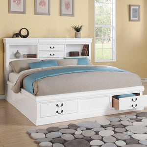 Louis Philippe III - Bed w/Storage White Queen