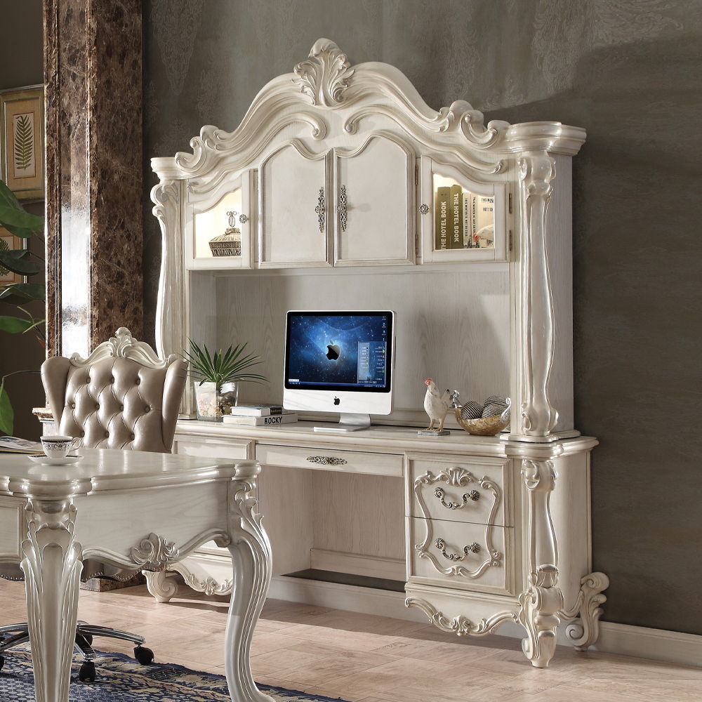 Versailles - Computer Desk & Hutch Bone White