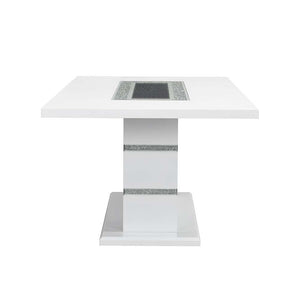 Elizaveta - Dining Table With Pedestal Base - Faux Crystal Diamonds & White High Gloss