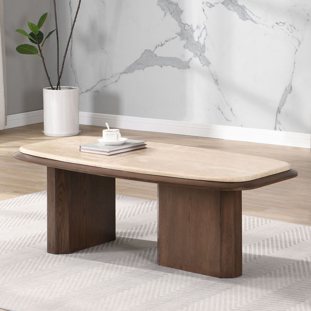 Kasha - Table Travertine & Walnut Coffee Tables