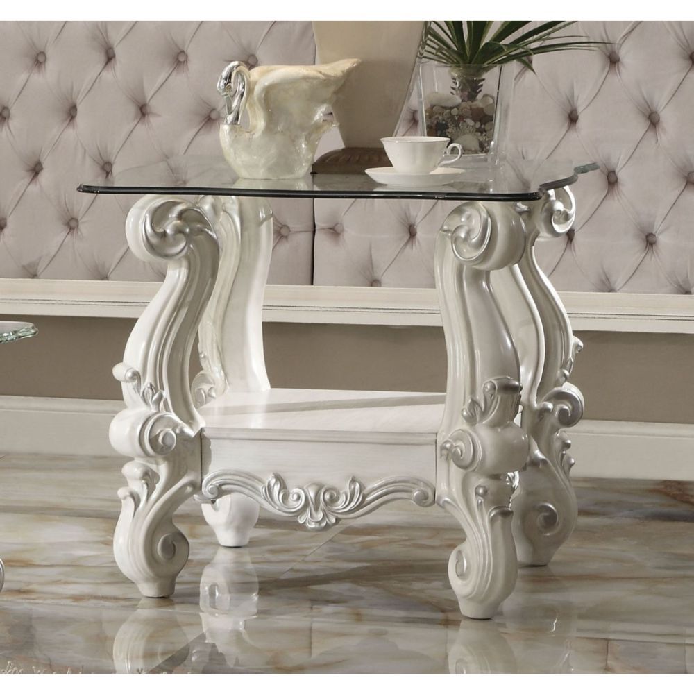 Versailles - Square End Table Bone White