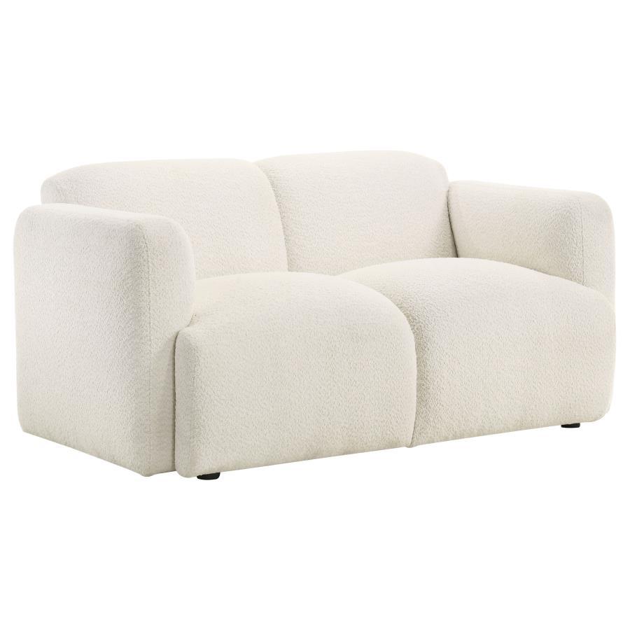Dorset - Fabric Upholstered Round Track Arm Loveseat White