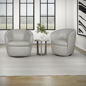 Barolo - 100% Italian Leather Swivel Club Chair (Set of 2)