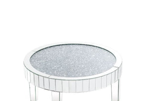 Noralie - 32" Round Coffee Table - Mirrored & Faux Diamonds