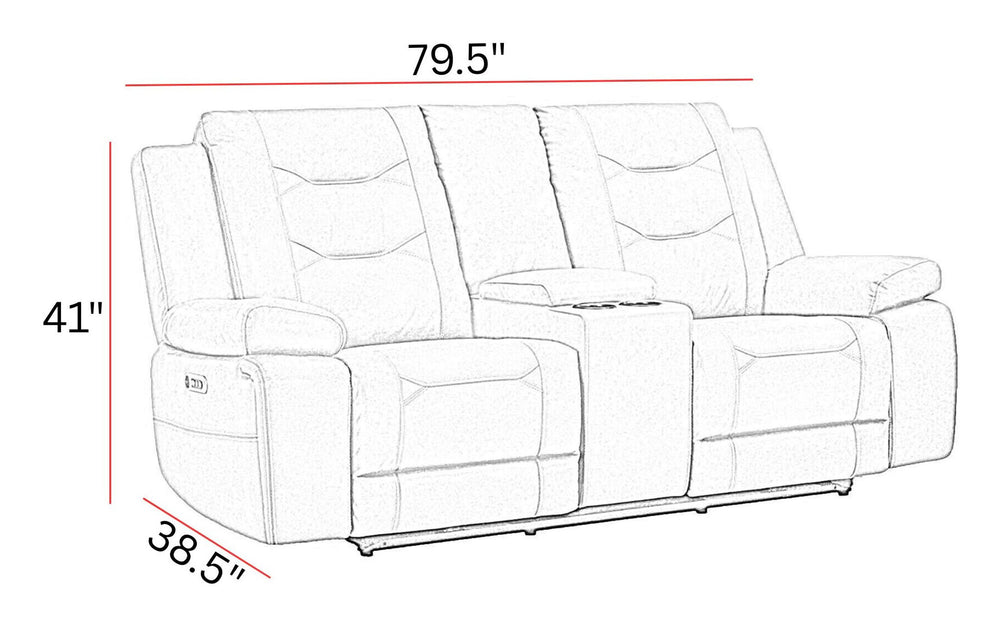 Caldwell - Power Console Loveseat Tahoe Fog