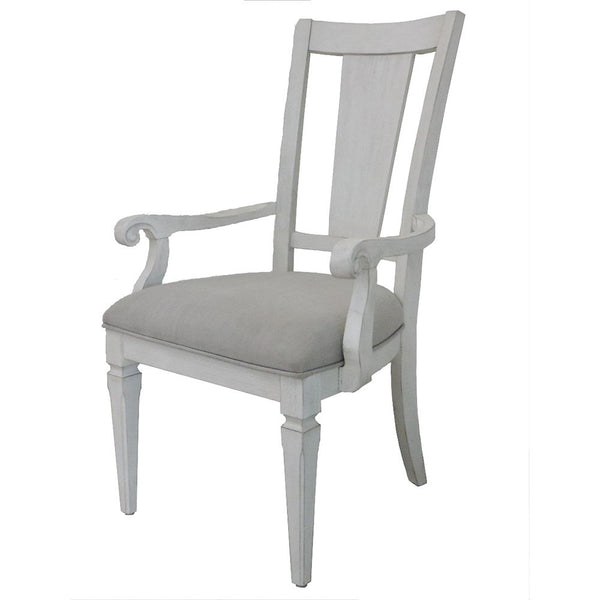 Katia - Arm Chair (Set of 2) - Light Gray Linen & Weathered White