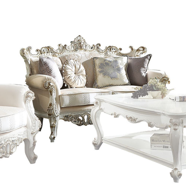 Picardy II - Loveseat With 4 Pillows - Fabric & Antique Pearl