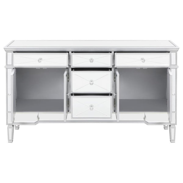 Duchess - 5-Drawer Mirrored Storage Accent Cabinet - Silver