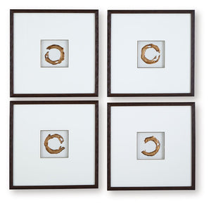 Dallbourne - Wall Art Set (Set of 4) - White / Gold Finish