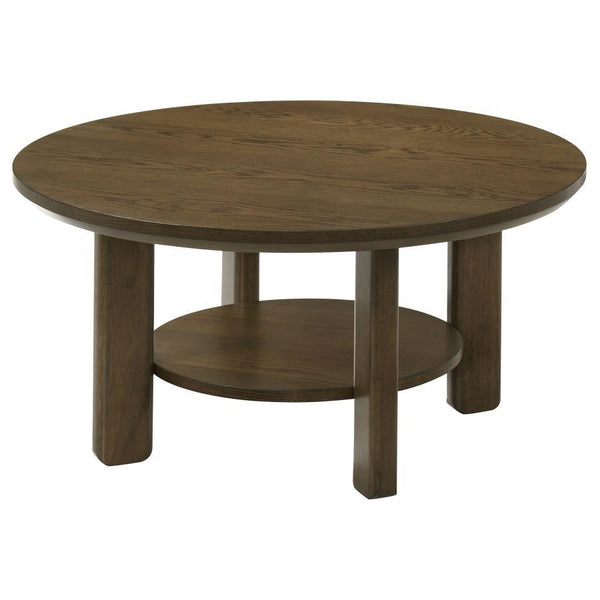 Ottowa - Round Wood Table With Shelf