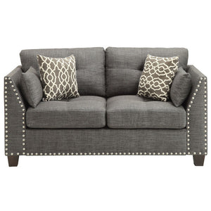 Laurissa - Loveseat With 4 Pillows - Light Charcoal Linen