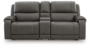 5Z - Pittson - Power Reclining Sectional Gray 3 Pc. Power Reclining Sectional Loveseat With Storage Console