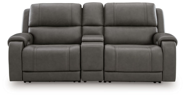 5Z - Pittson - Power Reclining Sectional Gray 3 Pc. Power Reclining Sectional Loveseat With Storage Console