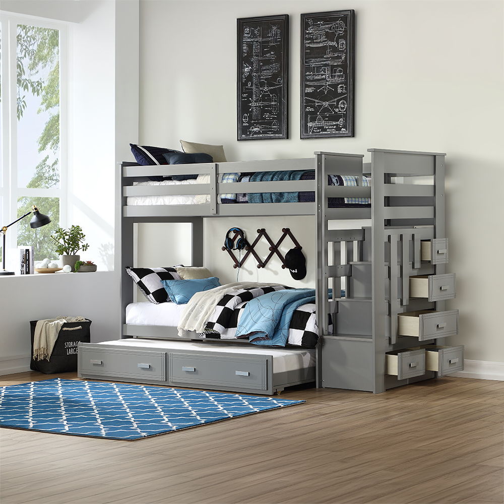 Allentown - Bunk Bed w/Storage Ladder & Trundle Espresso Twin over Twin