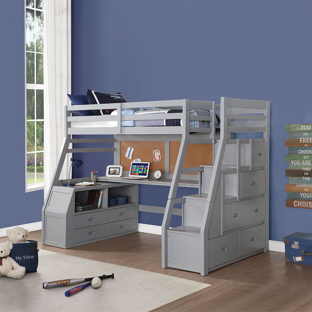 Jason II - Loft Bed Gray Twin