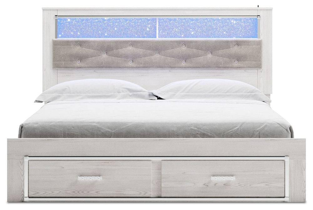 Altyra - White - King Upholstered Bookcase Bed With Storage