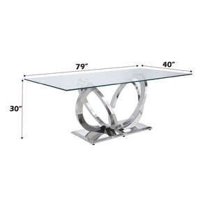 Finley - Dining Table - Clear Glass Top & Mirrored Silver