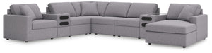 Modmax - Granite - Sectional Gray 8 Pc. Sectional With Audio System And Raf Corner Chaise