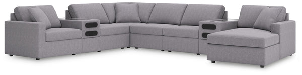 Modmax - Granite - Sectional Gray 8 Pc. Sectional With Audio System And Raf Corner Chaise
