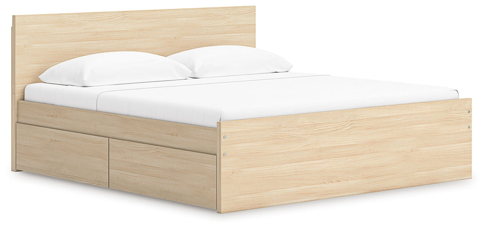 Onita - Panel Platform Bed White Twin 1 Side Storage