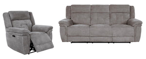 Richland - Power Reclining Sofa Set Bristol Grey 2 Pc. Sofa, Recliner