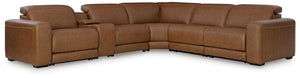 Magic Man - Reclining Sectional Light Brown 6 Pc. Power Reclining Sectional With Console With Manual Headrest