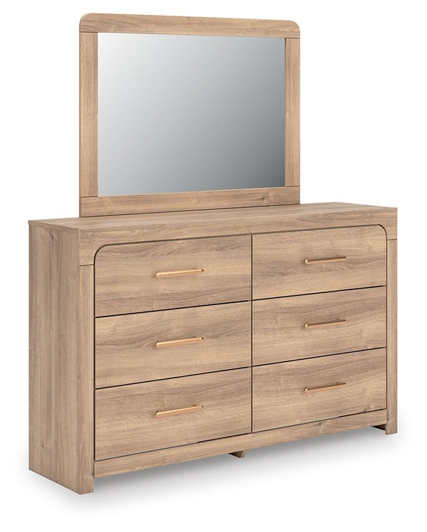Kinlanni - Six Drawer Dresser Light Brown Dresser & Mirror
