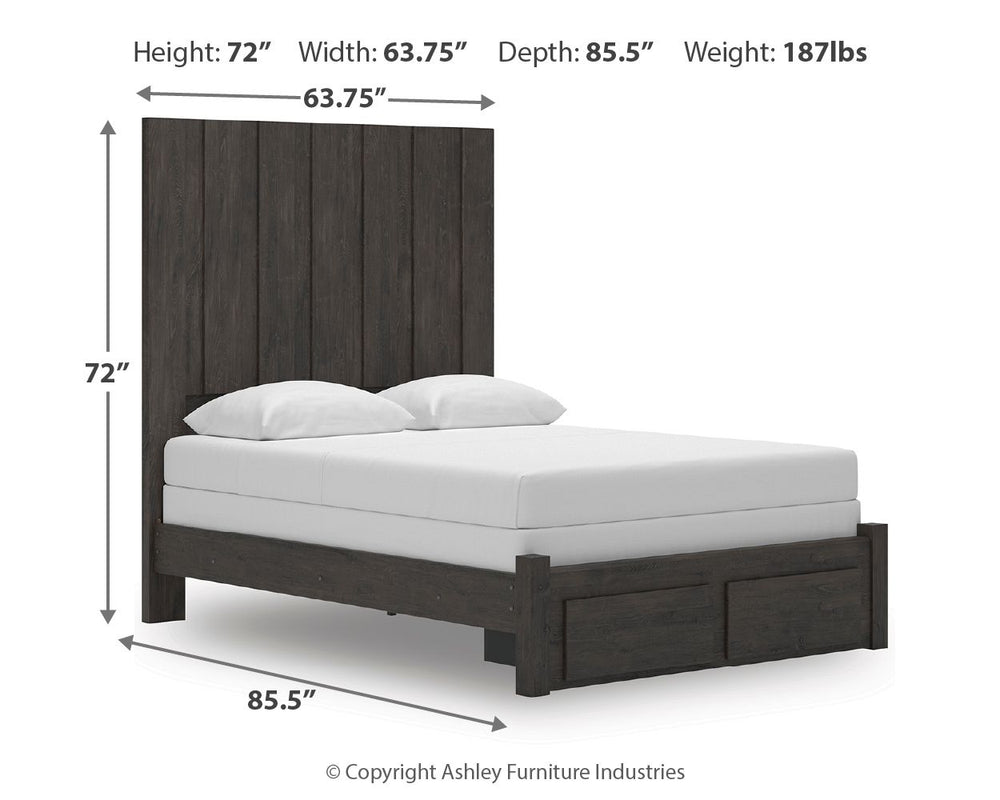 Fraluna - Panel Storage Bed Dark Gray