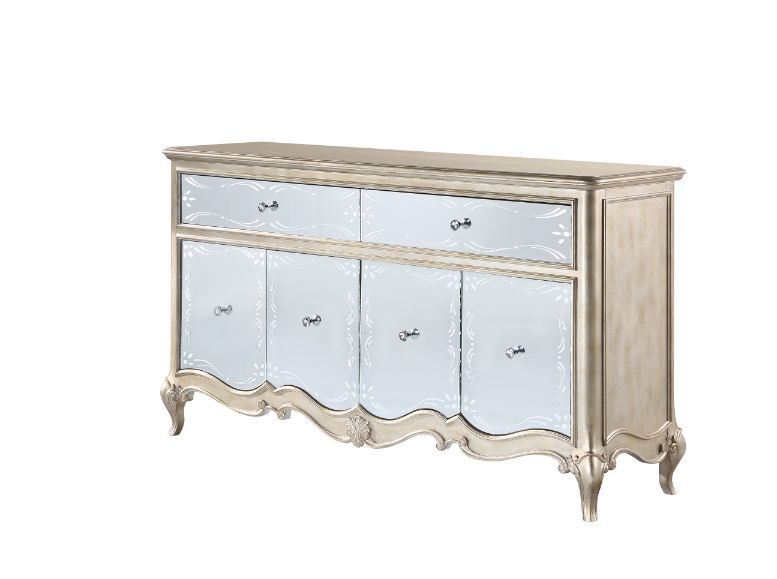 Esteban - Server - Mirrored & Antique Champagne Finish