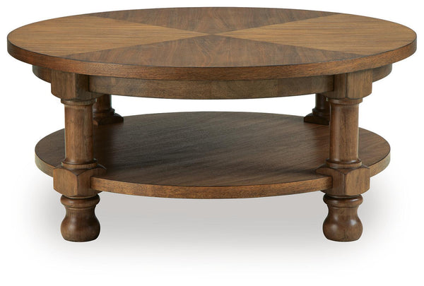Chadworth - Round Cocktail Table - Medium Brown