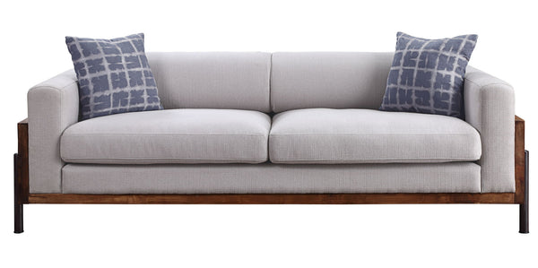 Pelton - Sofa With 2 Pillows - Fabric & Walnut