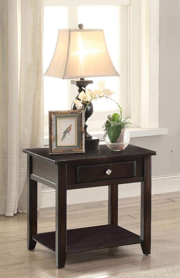 Bradford - 1-Drawer Square Wood End Table - Walnut