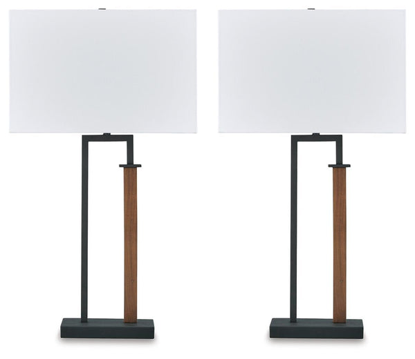 Voslen - Metal Table Lamp (Set of 2) - Black / Brown