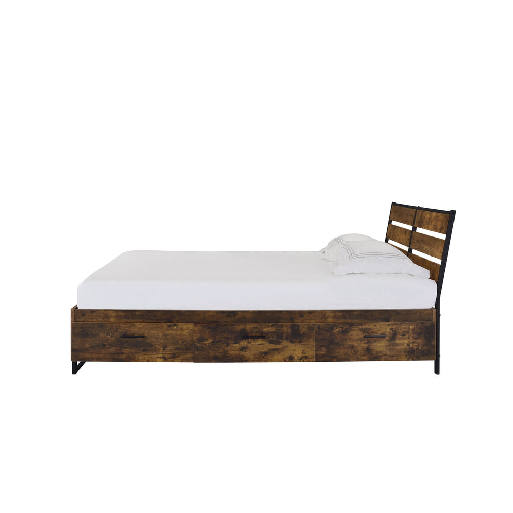 Juvanth - Bed W/Storage Rustic Oak