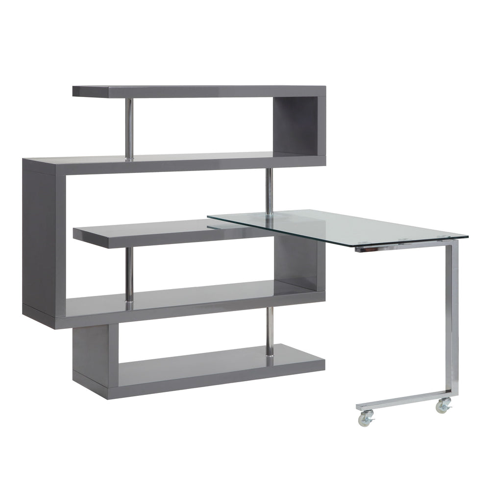 Buck II - Writing Desk With Bookshelf Black