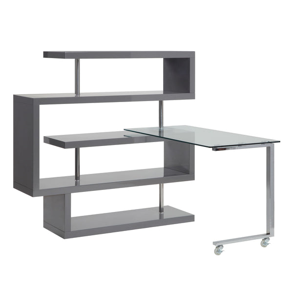 Buck II - Writing Desk With Bookshelf Gray