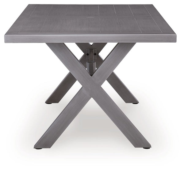 Half Moon Beach - Rectangular Dining Table With Umbrella Option - Gray