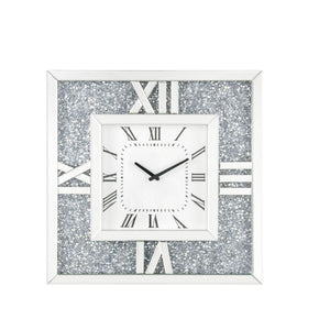 Noralie - 24" Wall Clock - Mirrored & Faux Diamonds