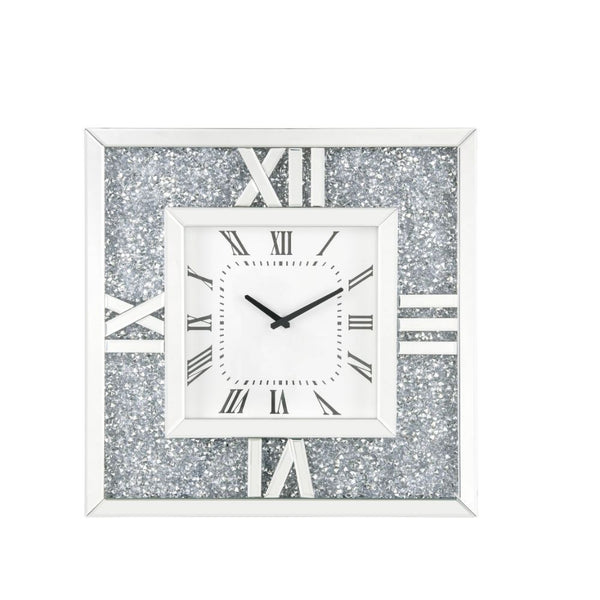 Noralie - 24" Wall Clock - Mirrored & Faux Diamonds