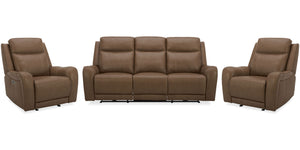 Haywood - Power Reclining Sofa Set Butternut 3 Pc. Sofa, 2 Recliners