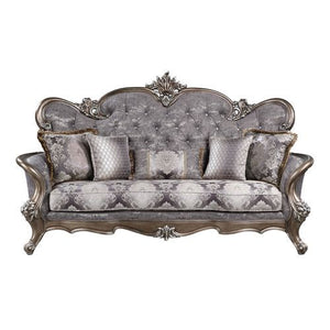 Elozzol - Sofa With 5 Pillows - Fabric & Antique Bronze