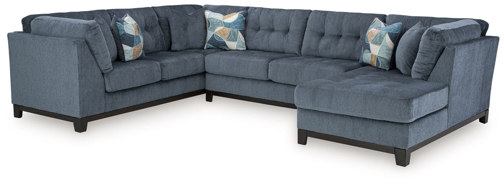 Maxon Place - Sectional Blue 3 Pc. Left Arm Facing Corner Chaise Sectional