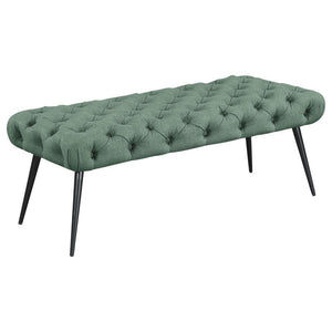Ella - Upholstered Tufted Bench Metal Legs Green