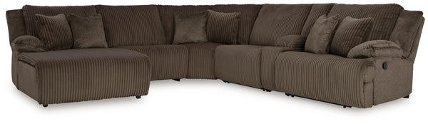Top Tier - Reclining Sectional Dark Brown 6 Pc. Left Arm Facing Chaise Reclining Sectional