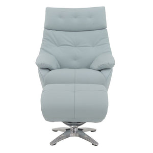Janella - Motion Accent Chair With Swivel & Ottoman - Babyblue Leather