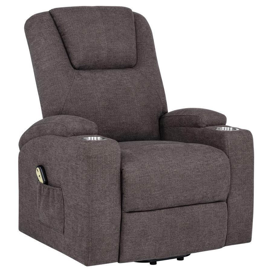 Louie - Chenille Upholstered Power Lift Massage Chair Dark Gray