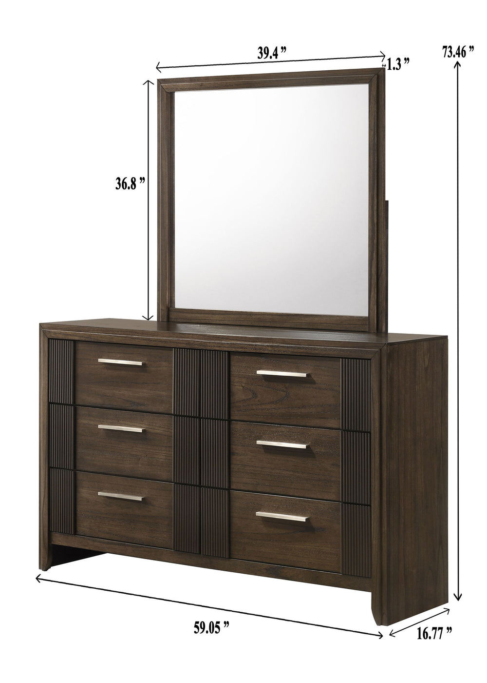 Carlton - Dresser & Mirror - Brown